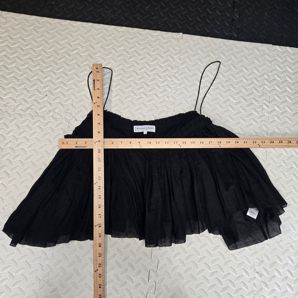 Apiece Apart Black Cotton Cropped Camisole Flowy Flounce Top Size 8 Black - Picture 8 of 10